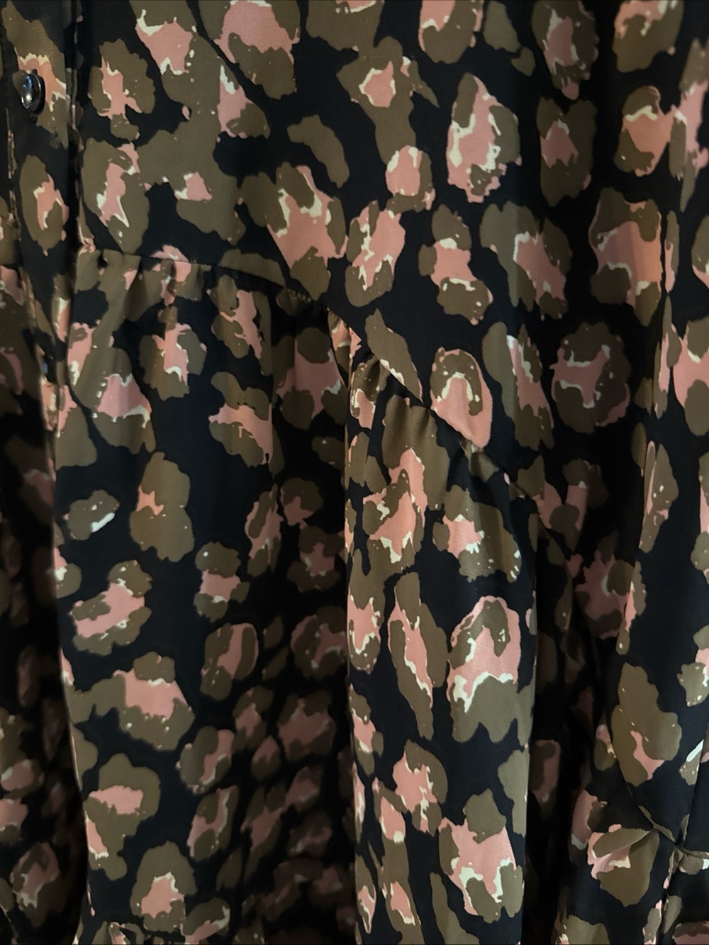 Joy Joy Black Dress with Pink and Olive Spot Floral Print L y26 - Picture 4 of 11